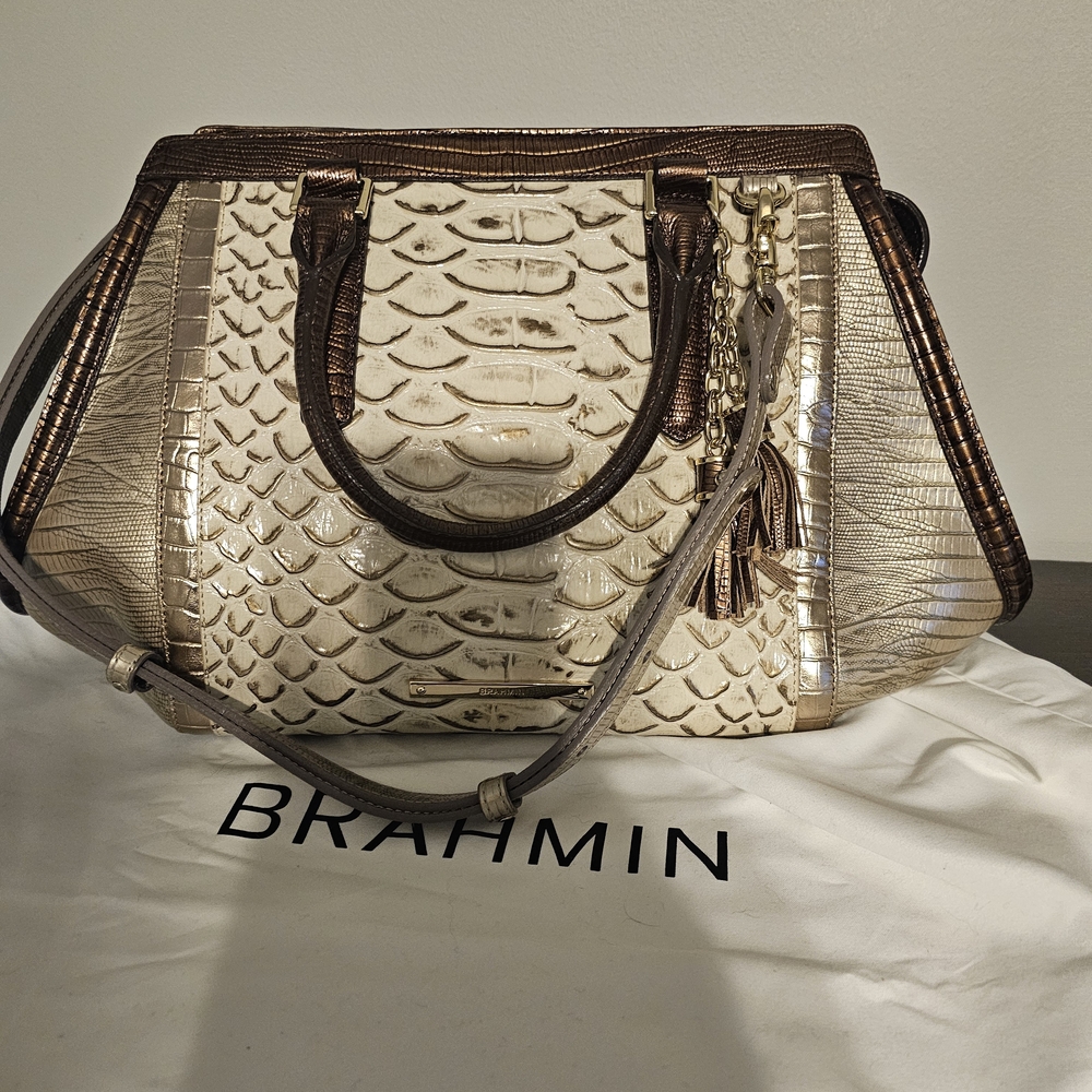 Brahmin Tan and Brown Satchel
